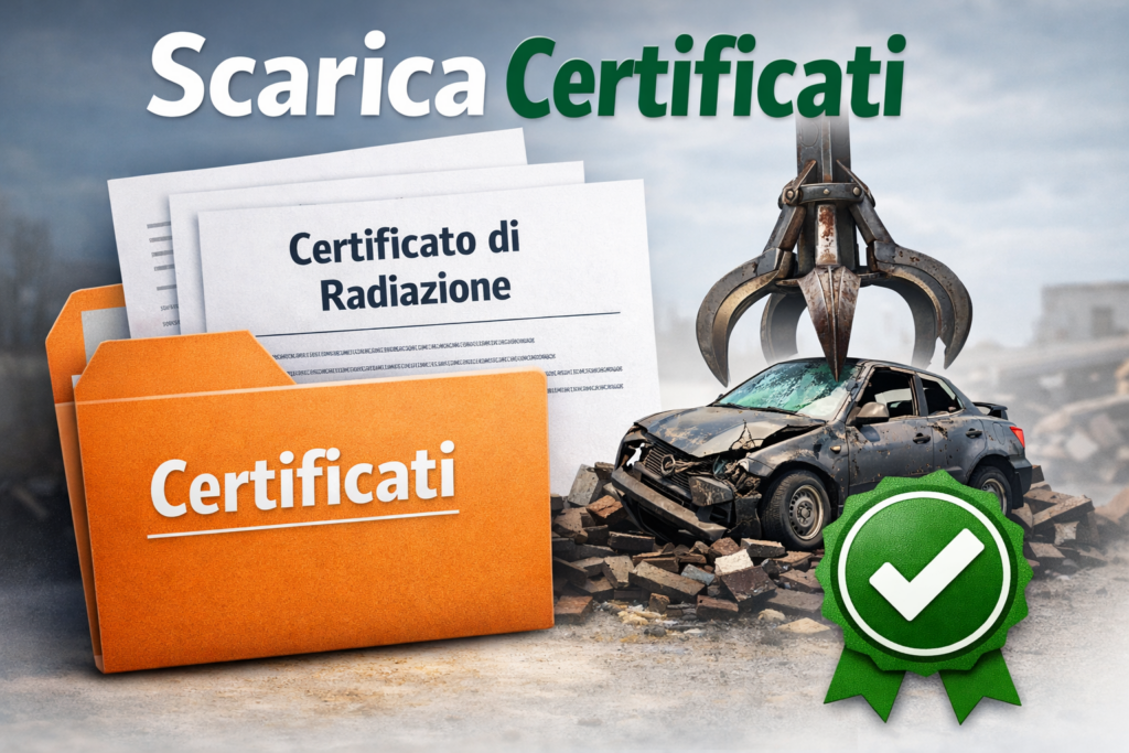 Scarica i certificati di Radiazione Rottamazione auto gratuita